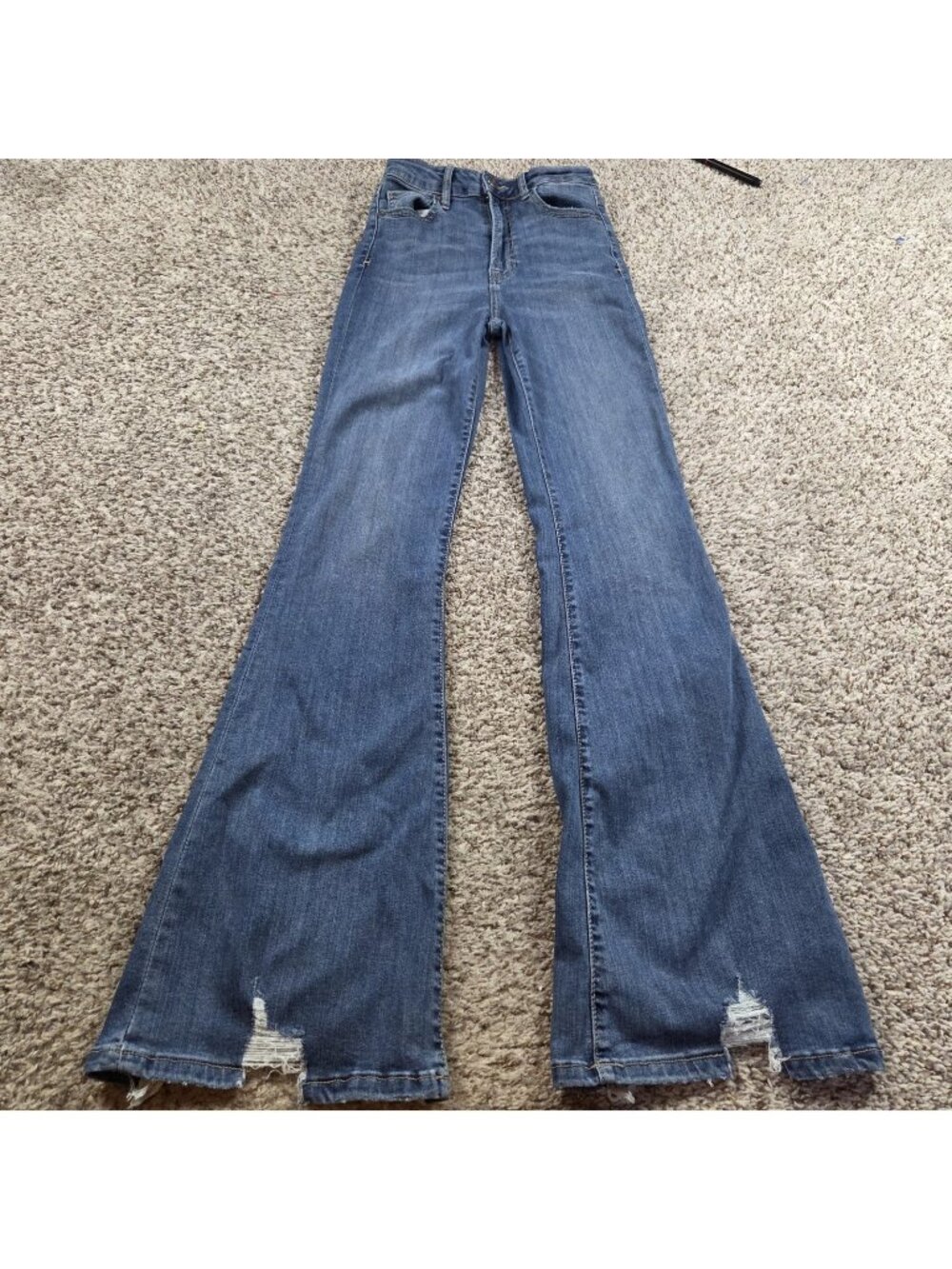 Hidden Jeans Womens 25 Blue Happi High Flare Denim Long Dark Wash